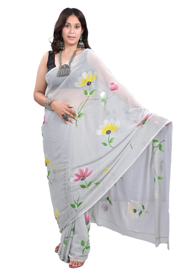 Grey-Printed-handmade-saree