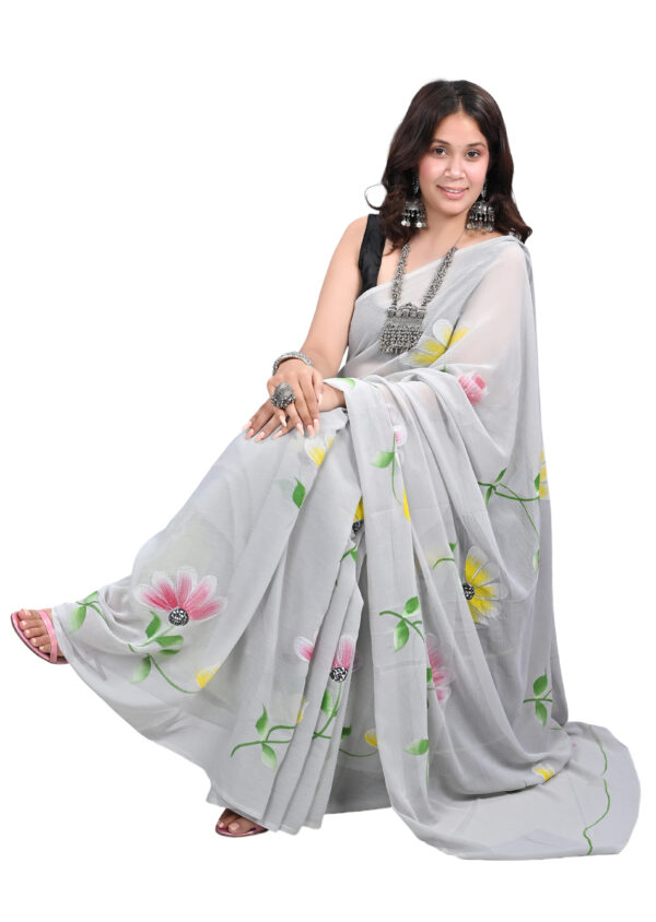 Grey-Printed-handmade-saree