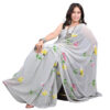 Grey-Printed-handmade-saree