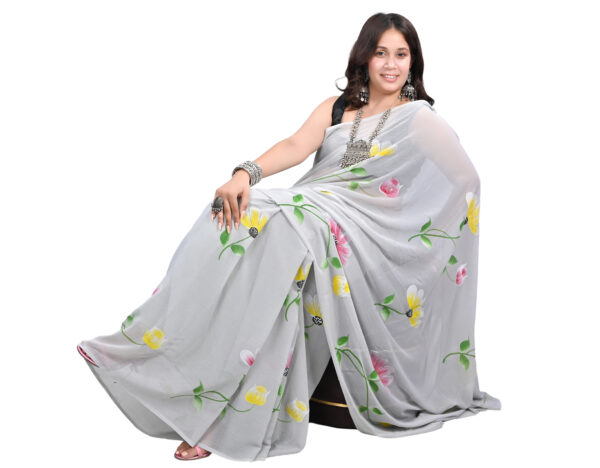 Grey-Printed-handmade-saree