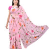 Handmade Pink Floral Printed Saree – Elegant Craftsmanship with Soft Cotton Feel